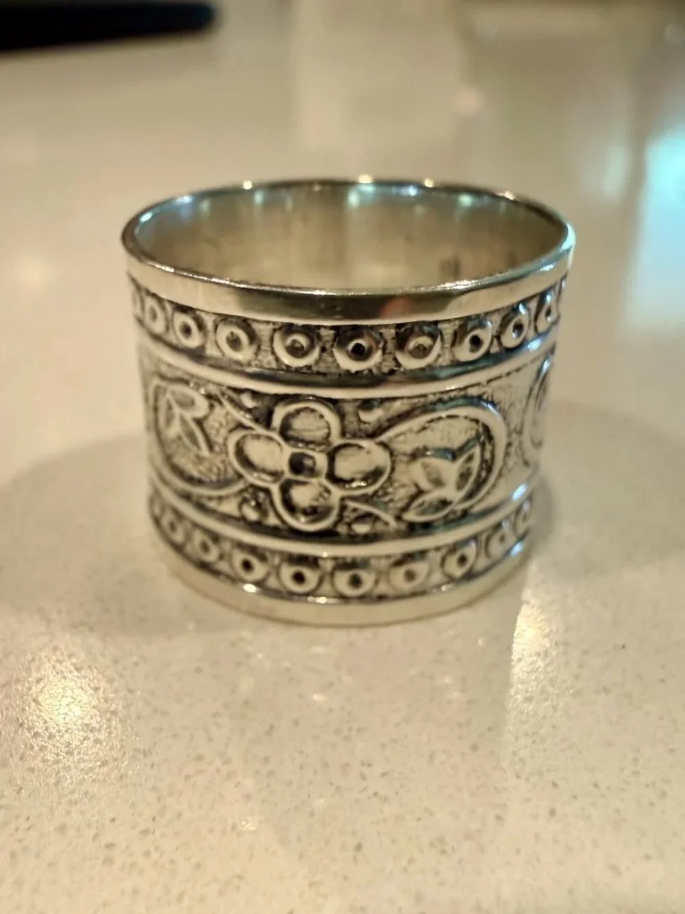 Sterling silver wide band ring